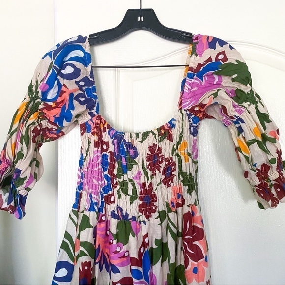 Misa Dress Yolanda Linen Smocked Ruffle Midi Summer Wedding Casita Flora M EUC - Picture 7 of 7